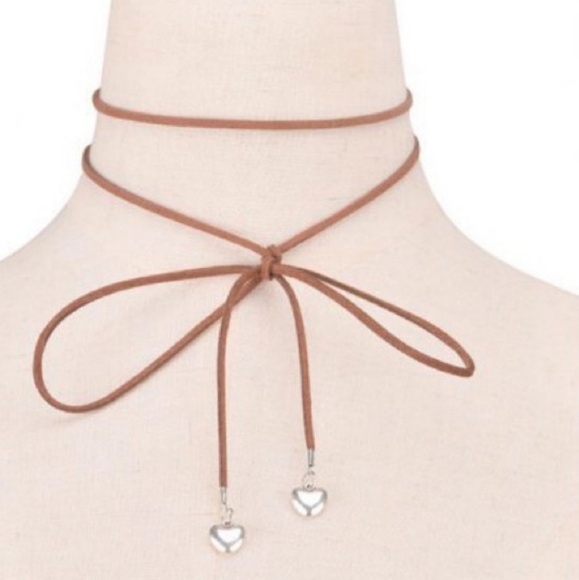 Jewelry - Brown Velvet Heart Choker Necklace